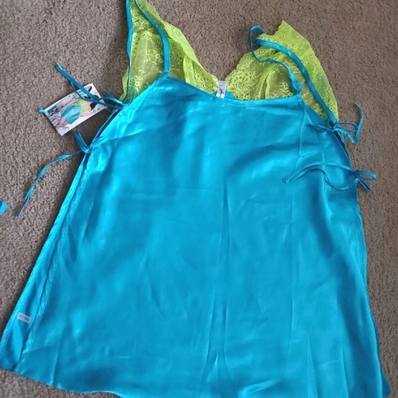 NWT TURQUOISE/LIME CHEMISE SZ. 1X/2X - Picture 5 of 5